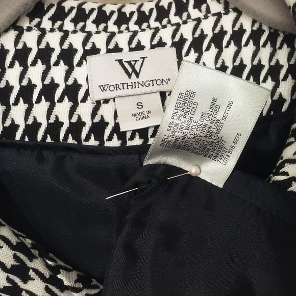 Worthington Cropped Houndstooth Jacket Sz-S Collar - Picture 10 of 11